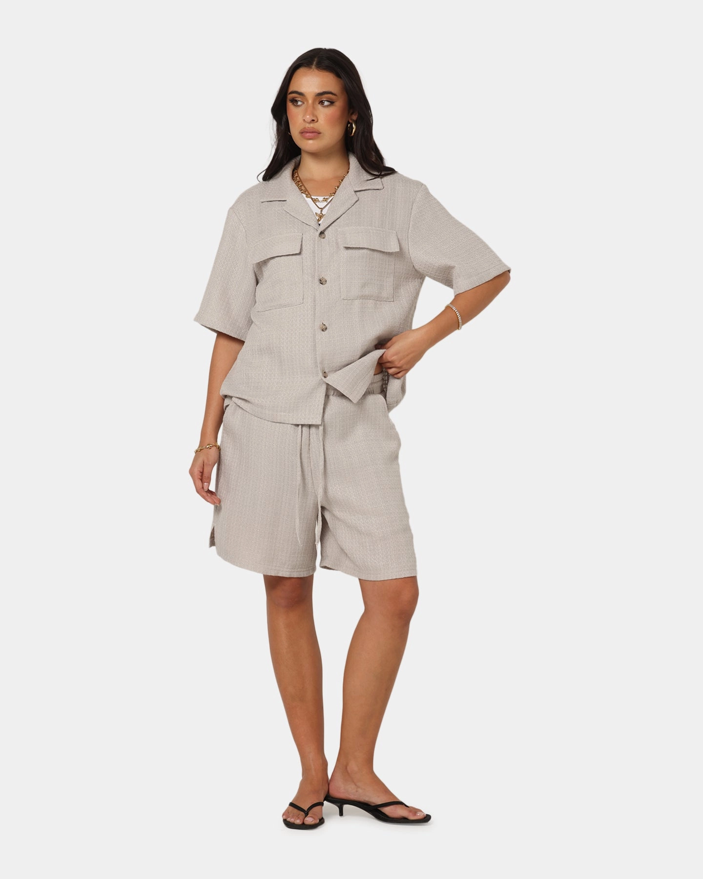 Active Design Movement Flex XXIII Textured Shorts Stone