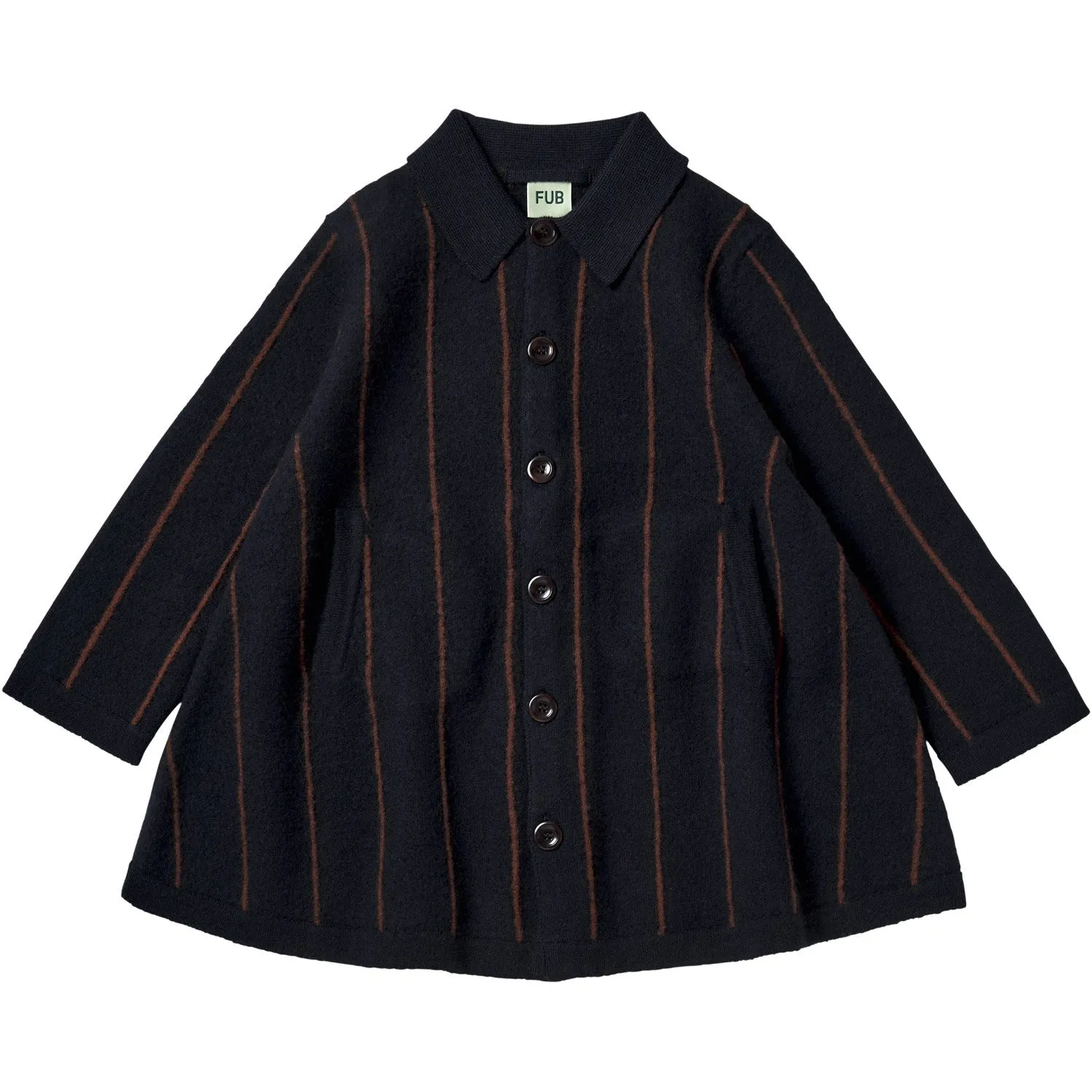 Eco Friendly Slim Fit Styles FUB Dark Navy Felted Coat