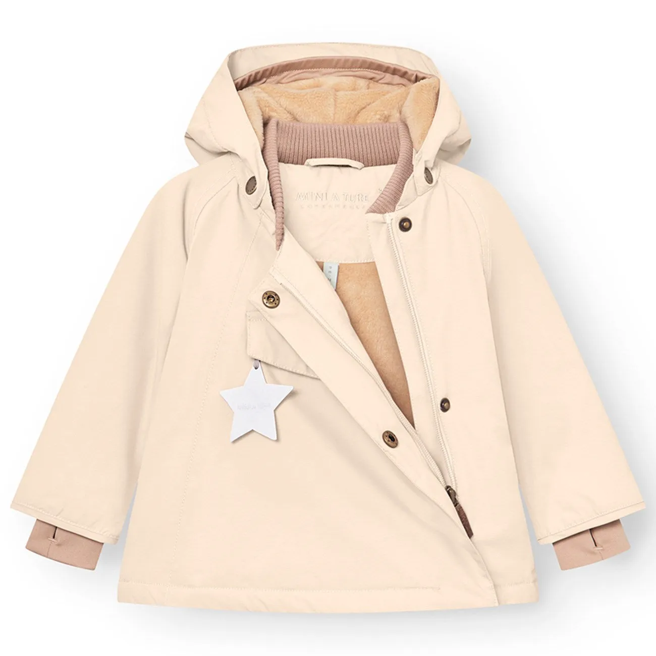 Mini A ture Angora cream Wang Fleece Winter Jacket Reinforced Collar Structure Structured Casual Fit
