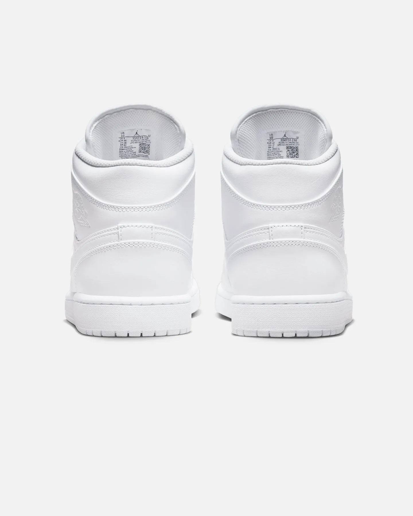 Jordan Air Jordan 1 Mid White/White Impact-absorbing fit OrthopedicDesign