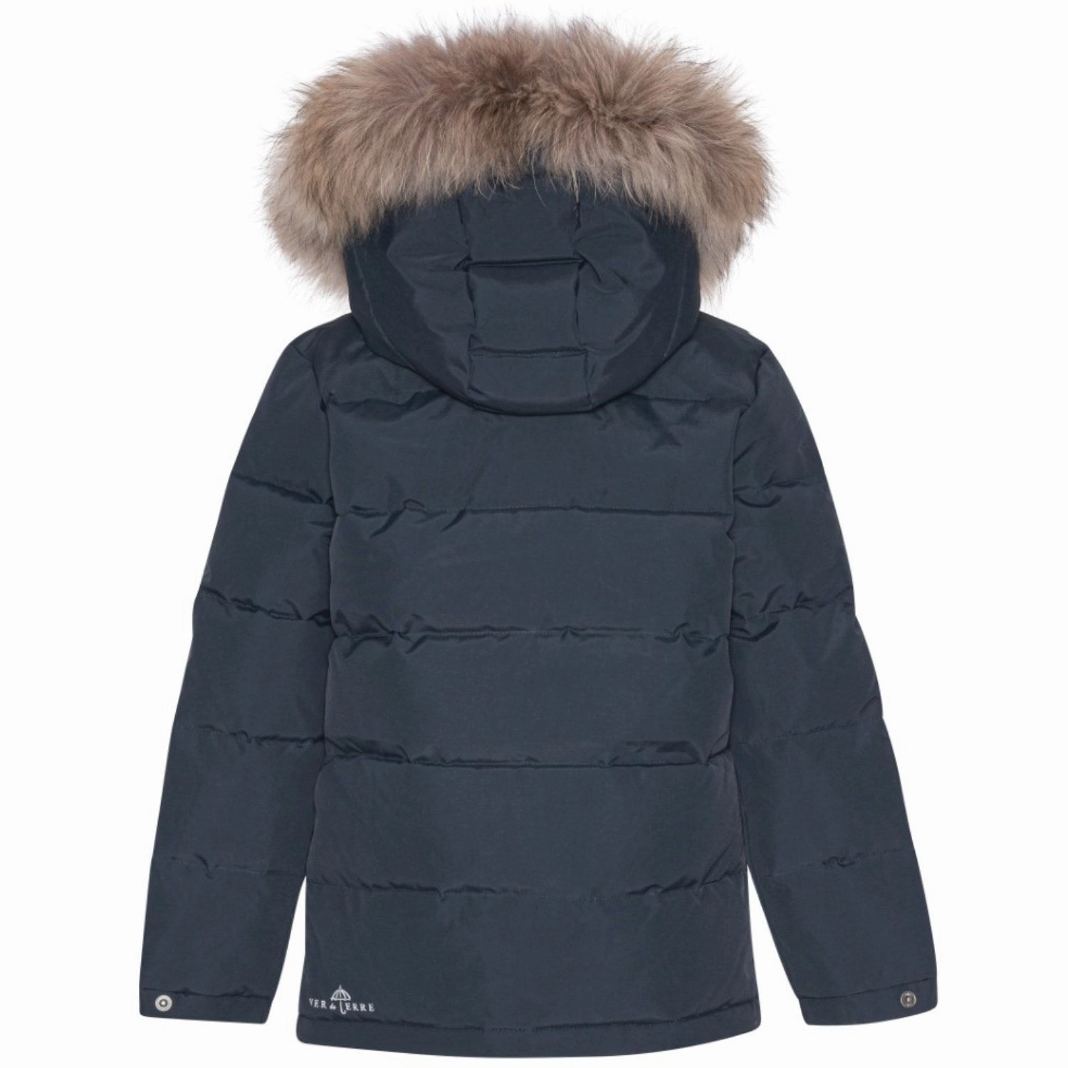 Subtle Design Detail Ver De Terre 600 Navy Down Jacket W/Fur