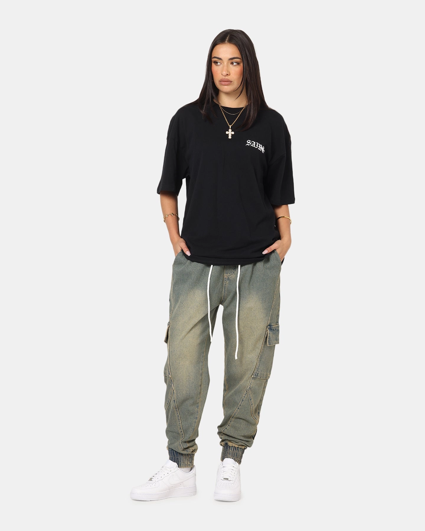 Saint Morta Rodeo Denim Joggers Dirty Blue Flexible Cut Rayon drape