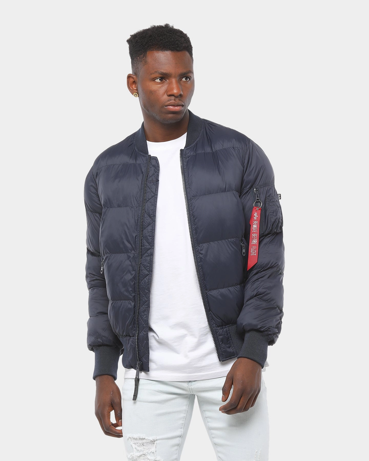 FoldableDesign Alpha Industries MA-1 Echo Flight Puffer Jacket Blue