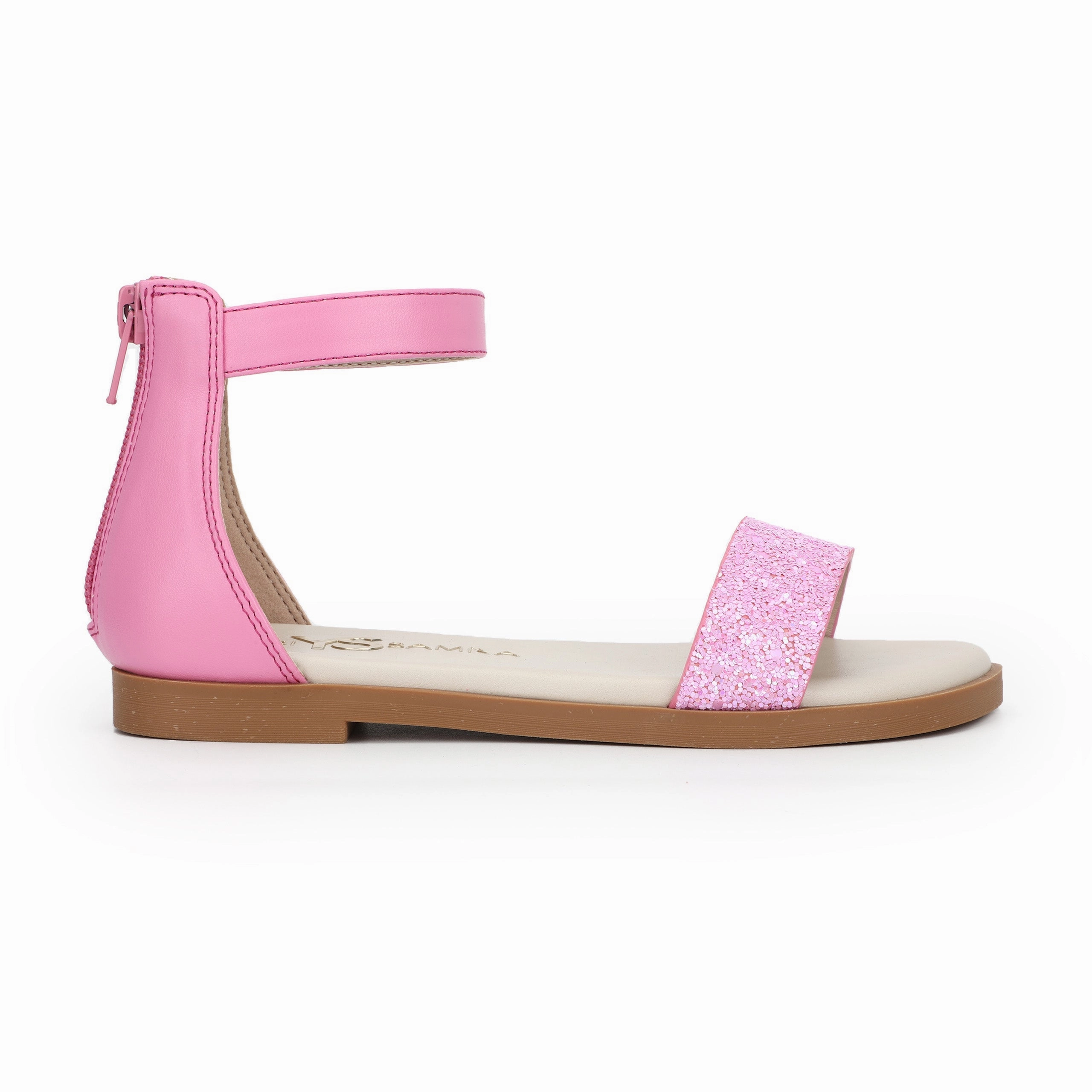 Miss Cambelle Glitter Sandal in Pink - Kids Luxurious Feel
