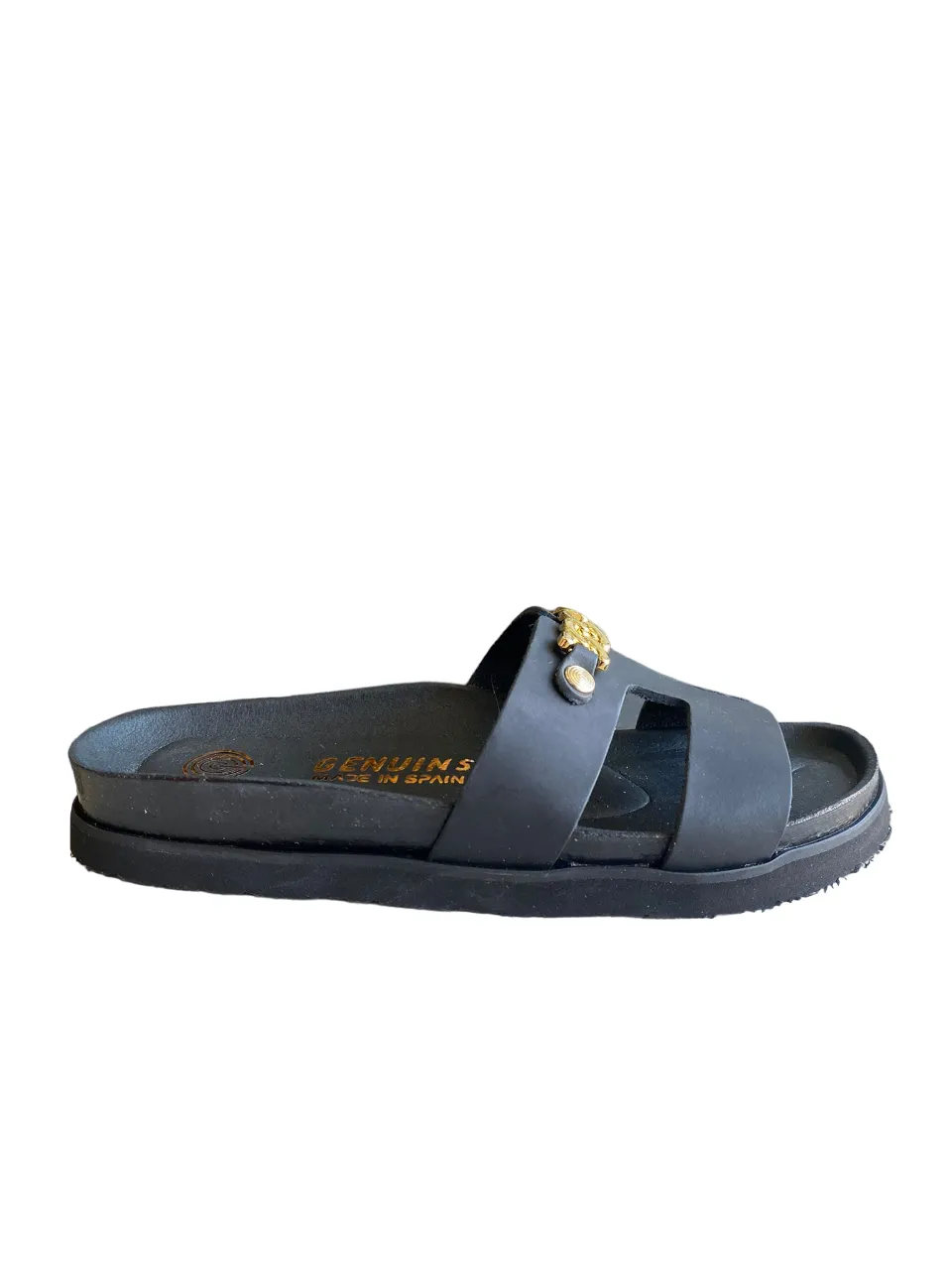 Heel Support Beach-ready Footwear Genuins sandalo da donna Hilton Oiled in pelle G103895 nero