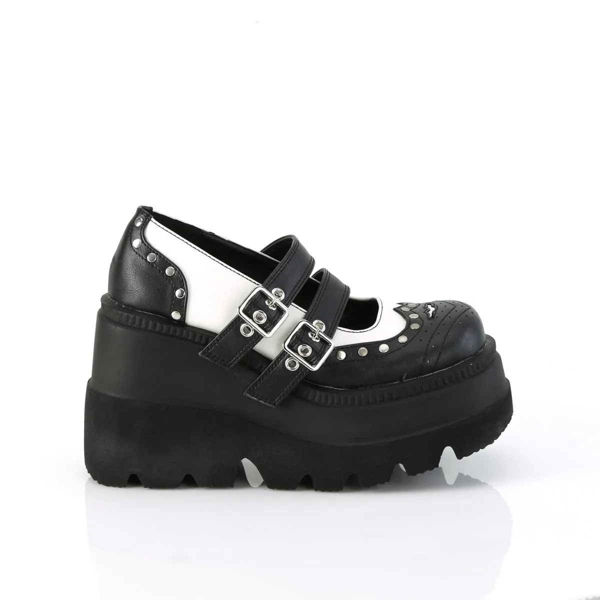 SHAKER-27 DemoniaCult Black/White Sexy Women's Heels & Platform Shoes (Alternative Footwear)