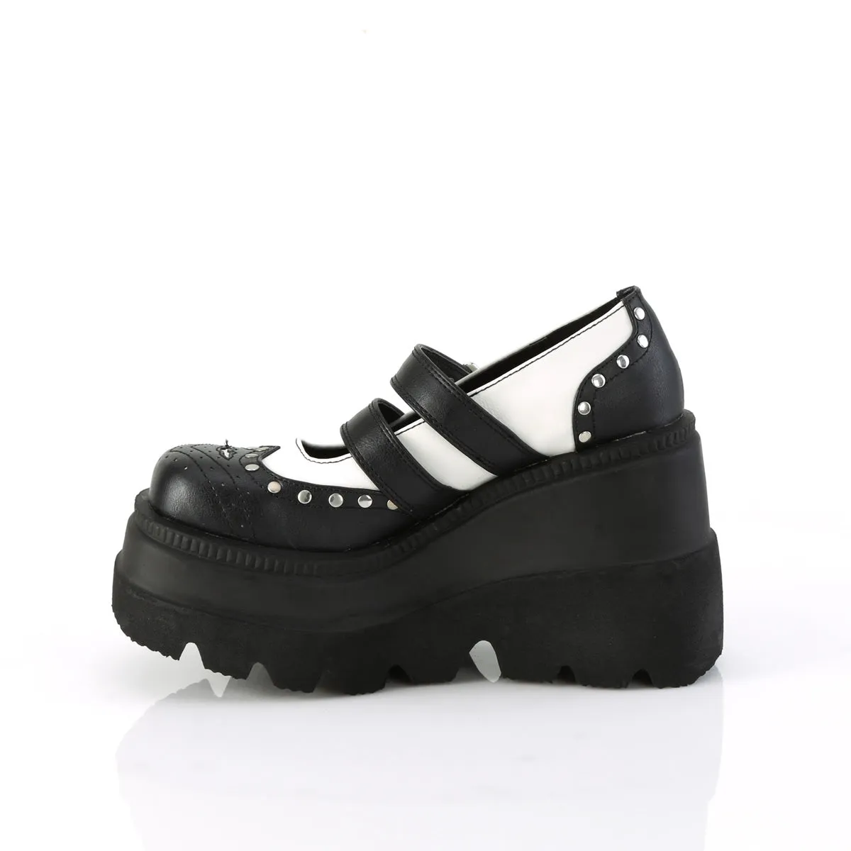 SHAKER-27 DemoniaCult Black/White Sexy Women's Heels & Platform Shoes (Alternative Footwear)