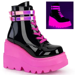 SHAKER-52 DemoniaCult Black/Pink Sexy Women's Ankle Boots (Alternative Footwear)