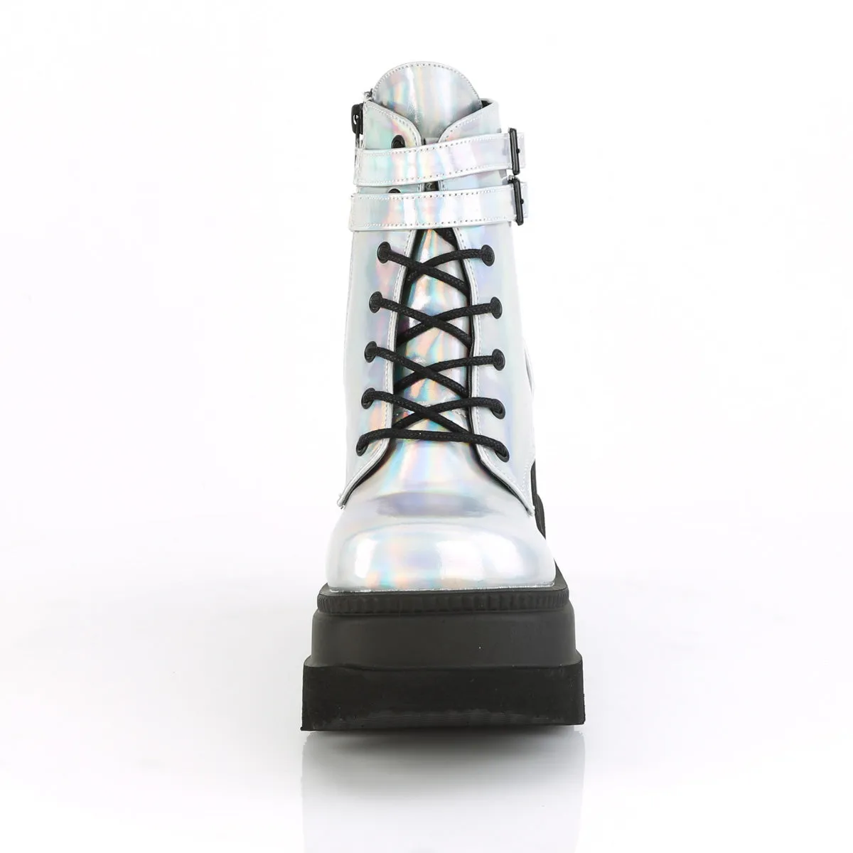 SHAKER-52 DemoniaCult Silver Hologram Sexy Women's Ankle Boots (Alternative Footwear)