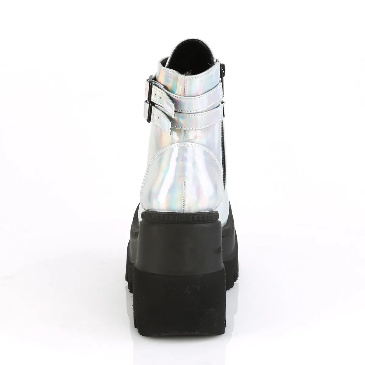 SHAKER-52 DemoniaCult Silver Hologram Sexy Women's Ankle Boots (Alternative Footwear)