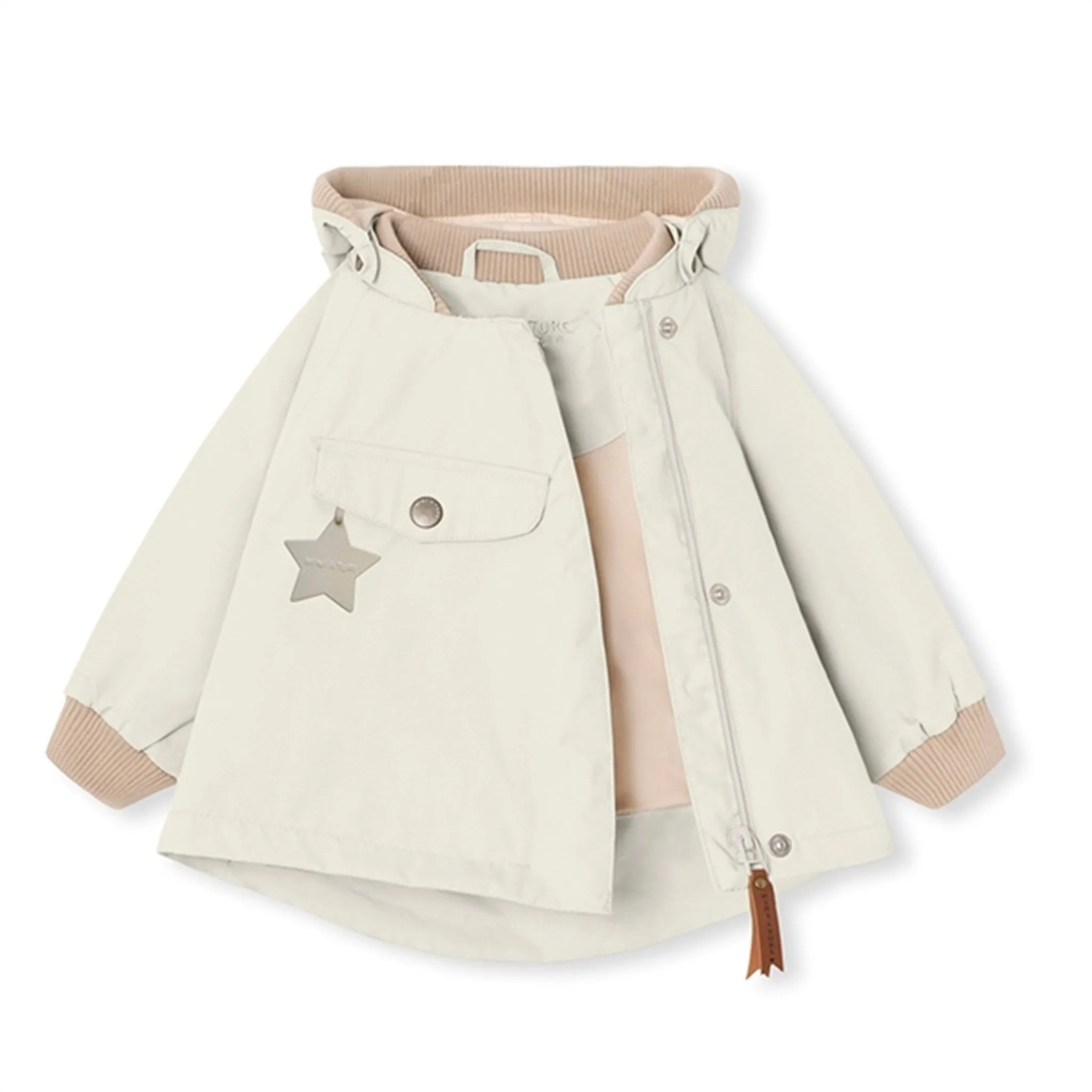 Quilted Interior Layer Waterproof Zipper Closure MINI A TURE WAI Spring Jacket White Swan