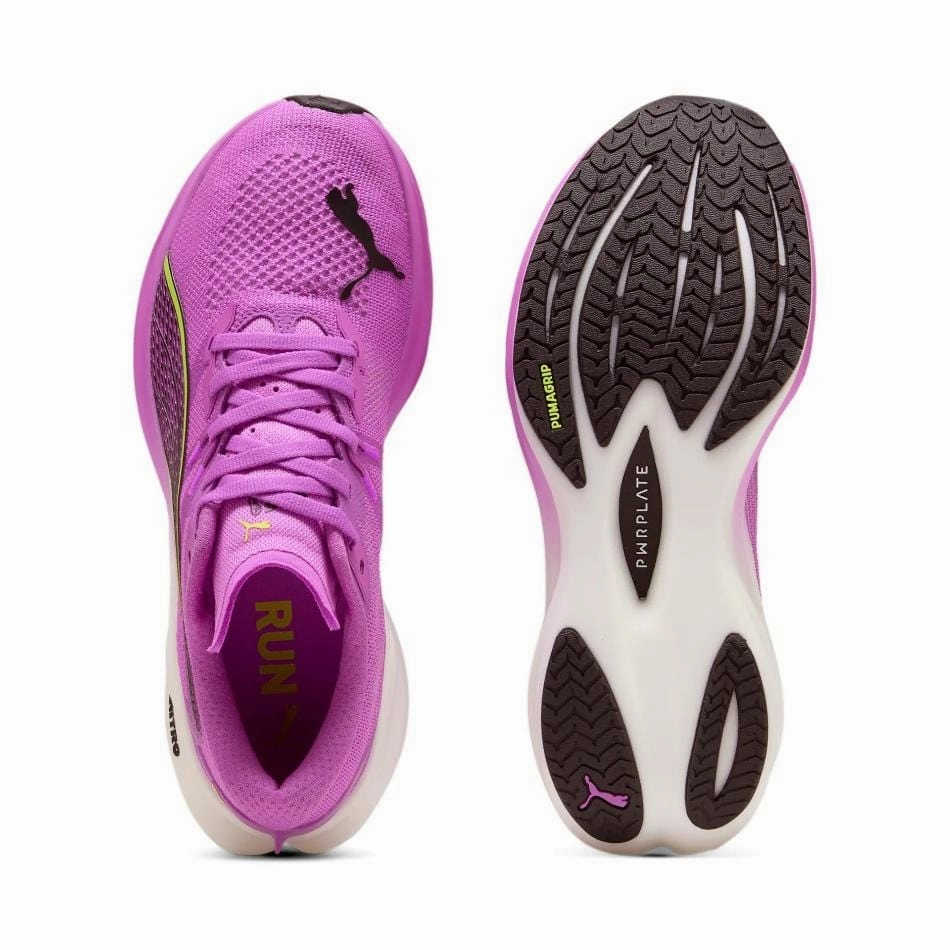 Puma Women's Deviate NITRO 3 Running Shoes in Pure Magenta/Yellow Alert/Puma White SS25 post - workout recovery ice running shoes
