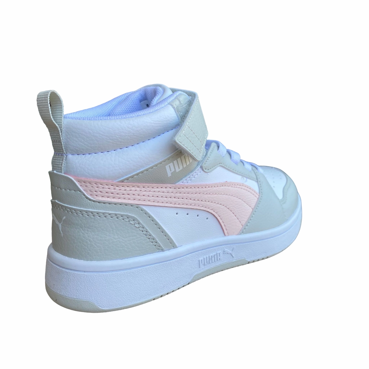 Puma scarpa alta da ragazza con laccio e strappo Rebound V6 AC PS 393832-04 bianco-rosa-grigio space - themed running shoes