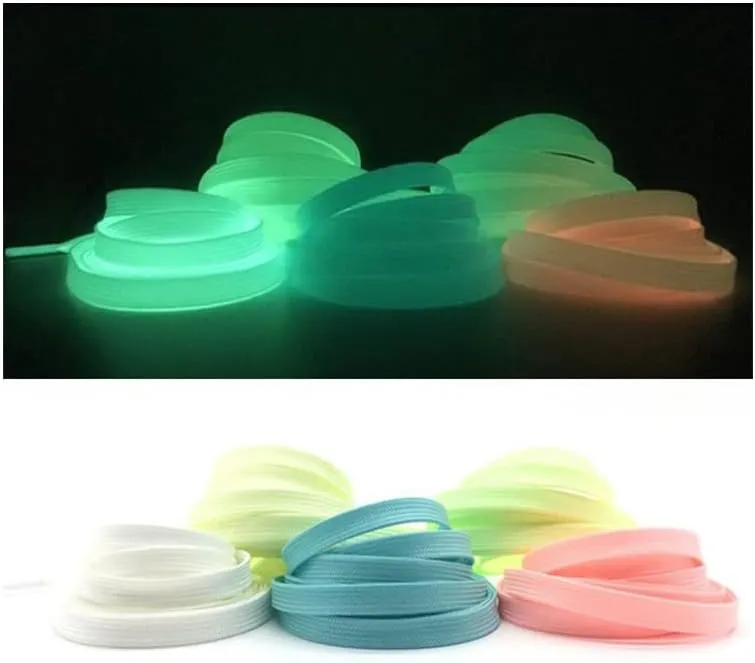Shoelaces Glowing in The Dark Night Color Reflective Unisex Flat Canvas Shoe Laces for Women Girls Sneakers (Color : White, Length : 120CM)
