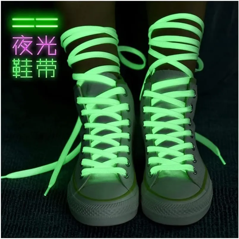 Shoelaces Glowing in The Dark Night Color Reflective Unisex Flat Canvas Shoe Laces for Women Girls Sneakers (Color : White, Length : 120CM)