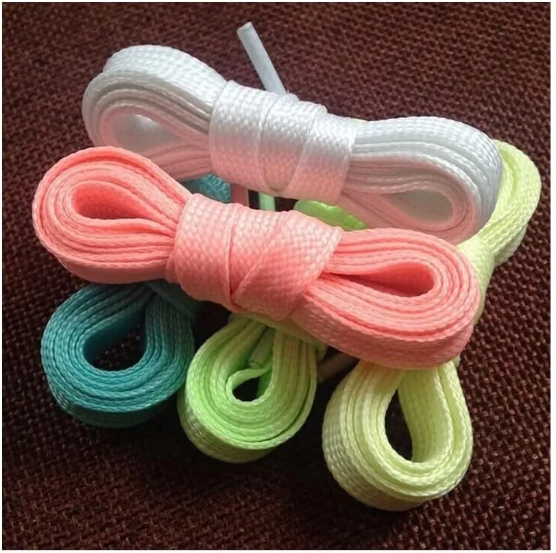 Shoelaces Glowing in The Dark Night Color Reflective Unisex Flat Canvas Shoe Laces for Women Girls Sneakers (Color : White, Length : 120CM)