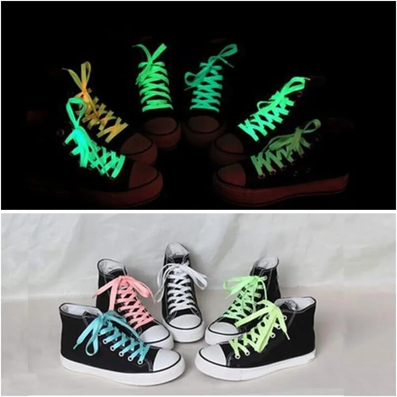 Shoelaces Glowing in The Dark Night Color Reflective Unisex Flat Canvas Shoe Laces for Women Girls Sneakers (Color : White, Length : 120CM)