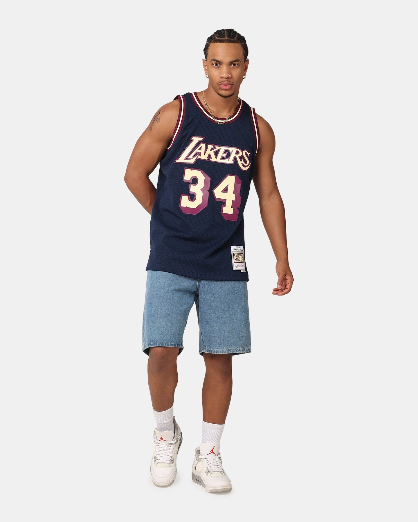 Butter Soft Touch Ventilation Panels Mitchell & Ness Los Angeles Lakers Shaquille O'Neal 'Acai' 1996 Swing Jersey Navy