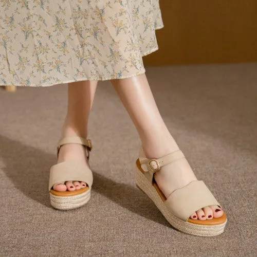 SIKETU | Women's Platform Straw Espadrille Sandals