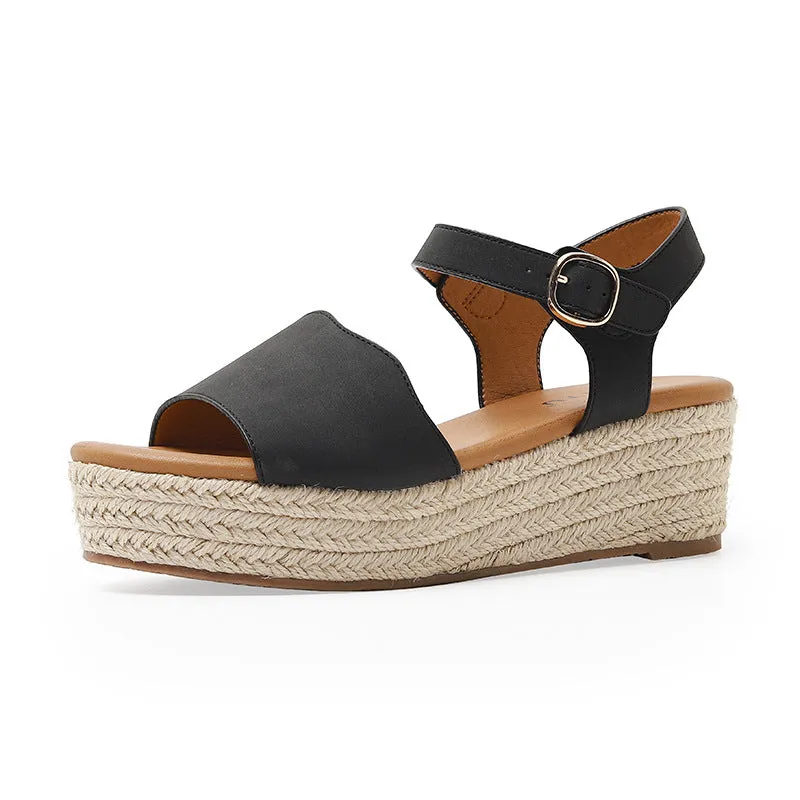 SIKETU | Women's Platform Straw Espadrille Sandals