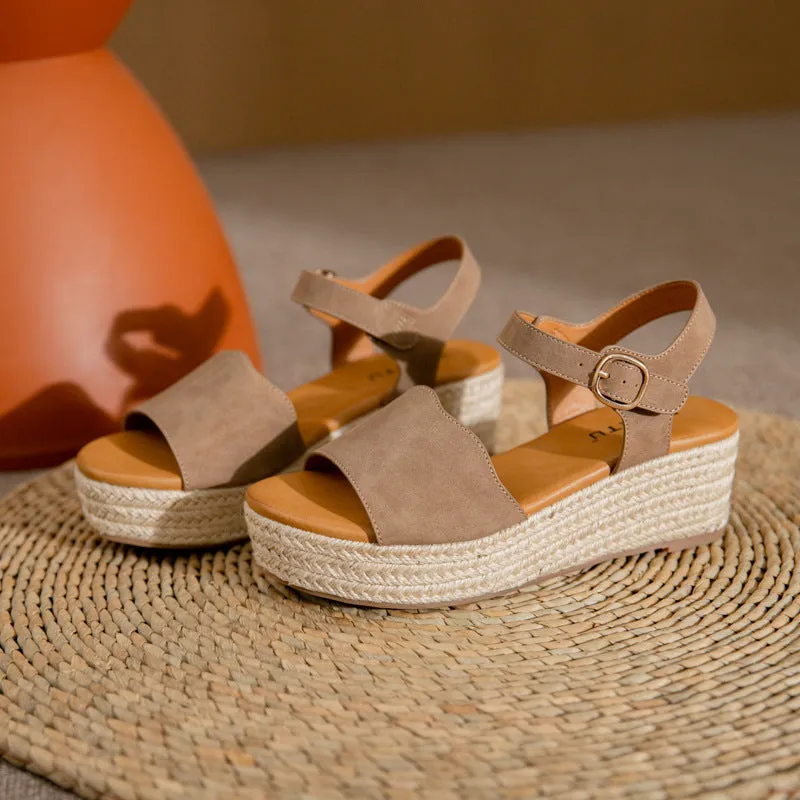 SIKETU | Women's Platform Straw Espadrille Sandals