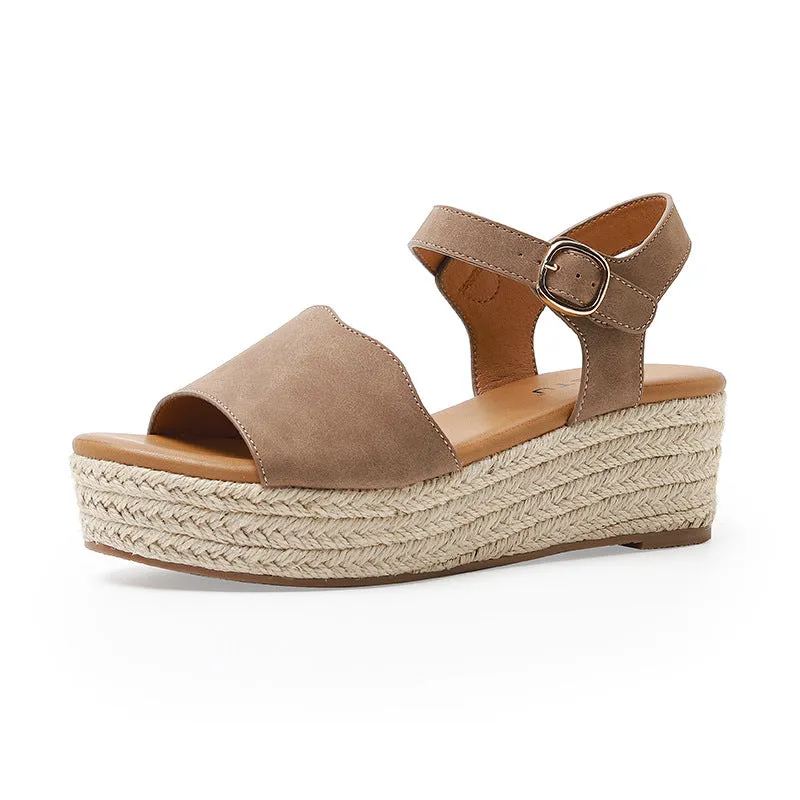 SIKETU | Women's Platform Straw Espadrille Sandals