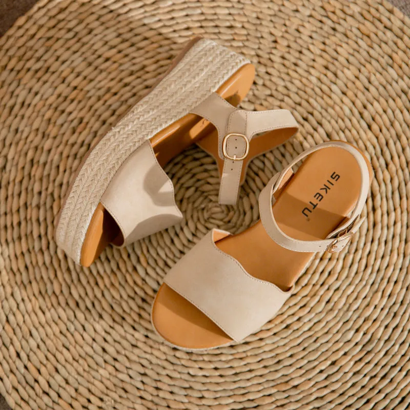SIKETU | Women's Platform Straw Espadrille Sandals