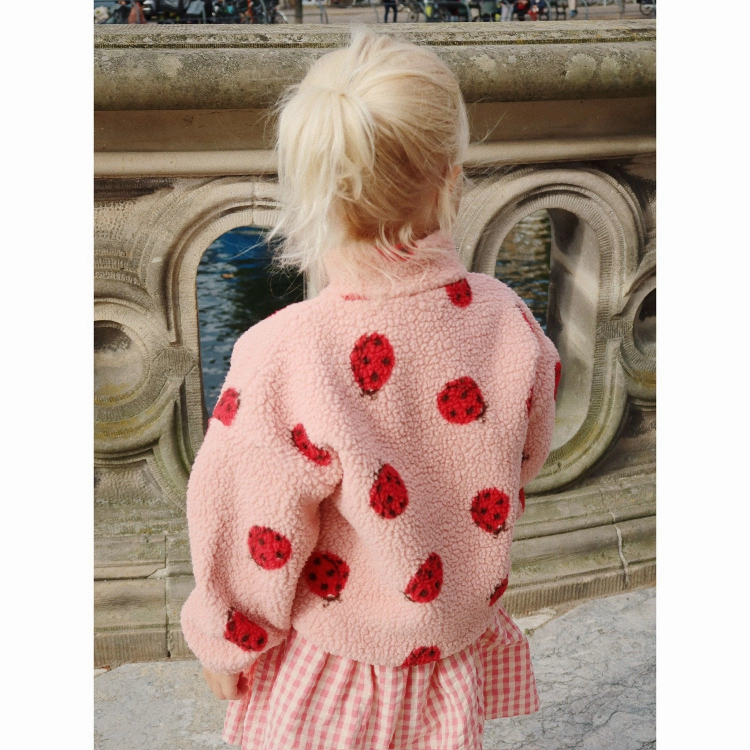 Shrink resistant Konges Sl?jd Ladybug Pink Jody Teddy Jacket Grs