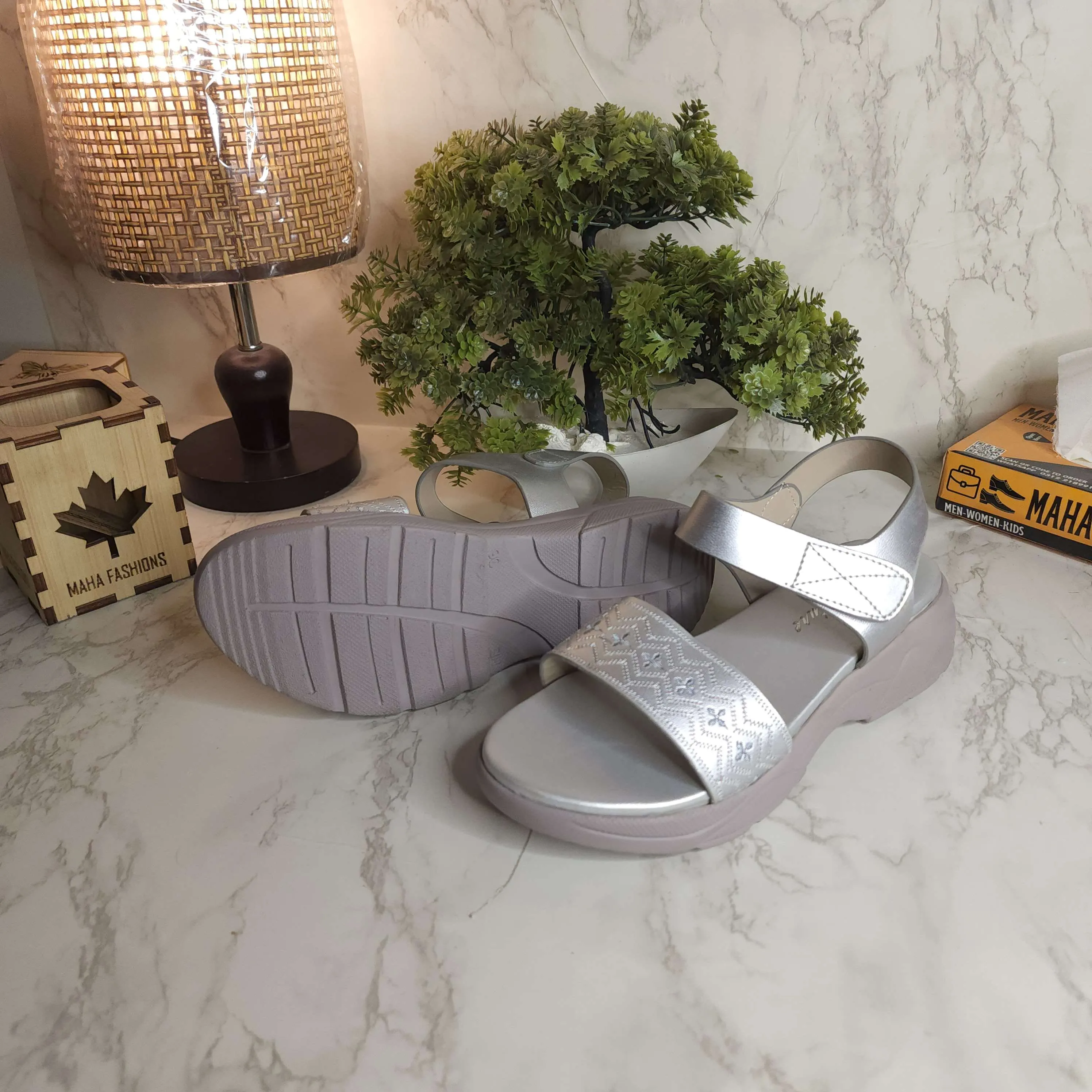 Silver Wedge Sandals