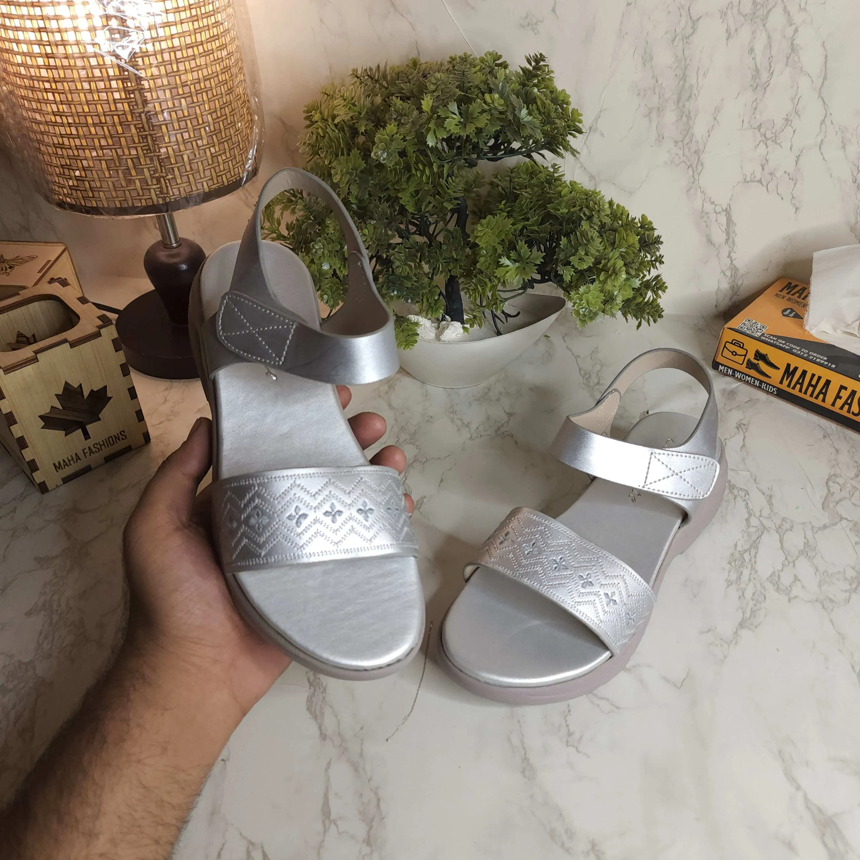 Silver Wedge Sandals