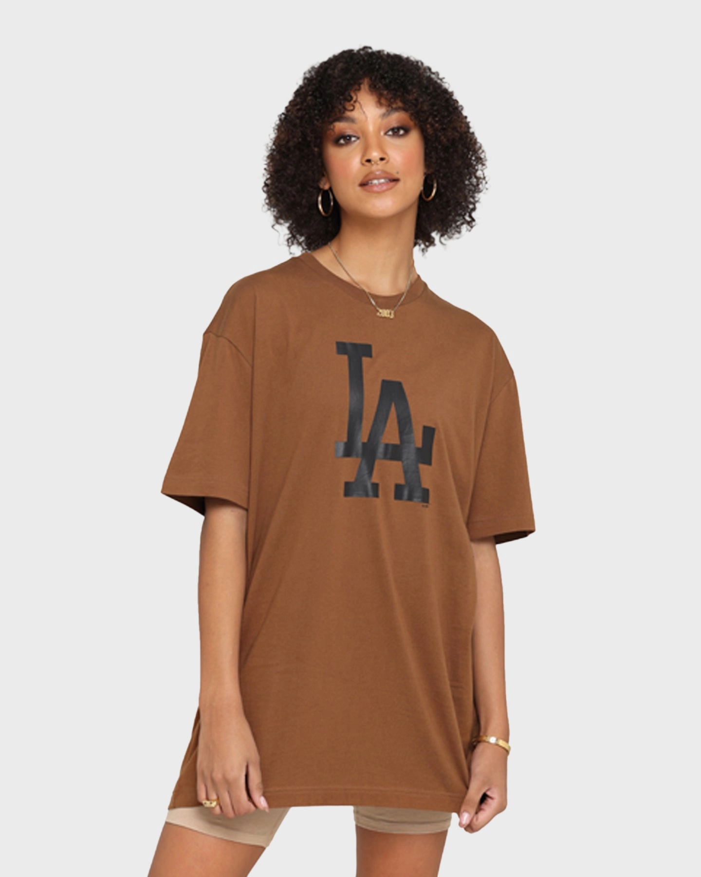 High-Quality Cotton New Era Los Angeles Dodgers Oversized T-Shirt Chocolate