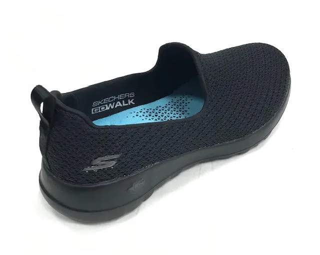 Tapered Collar high-end Skechers ballerina da donna in nylon traspirante Go Walk Joy Fiesta 124089 BBK nero