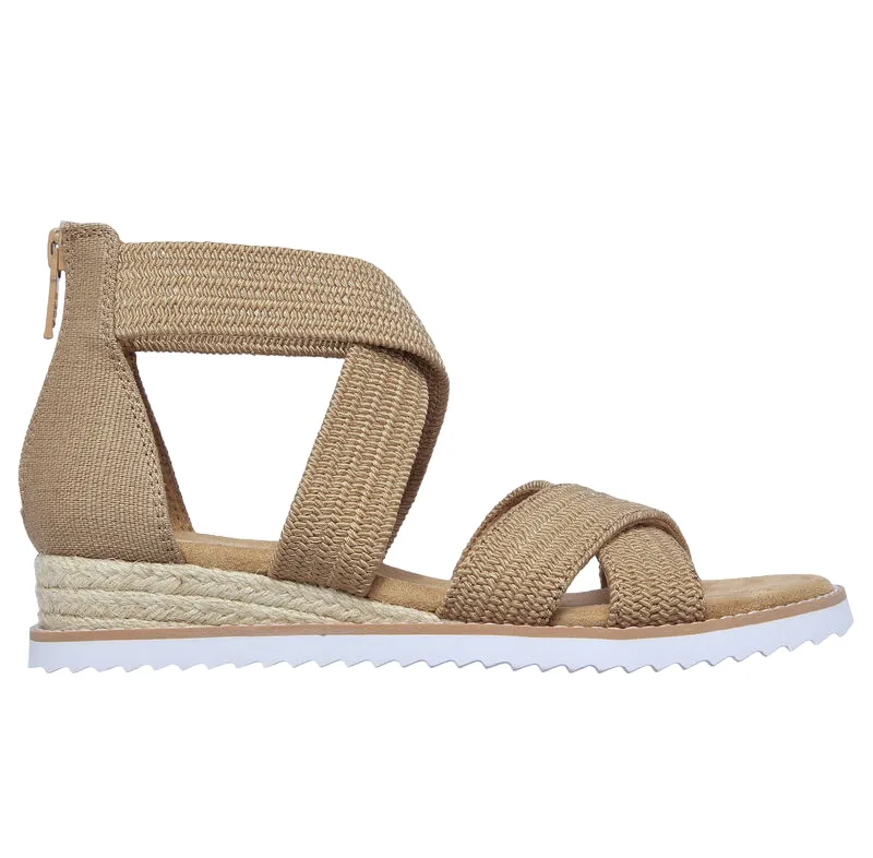 Skechers sandalo da donna BOBS Desert Kiss Desert Nights 113540/TAN ocra Soft Band