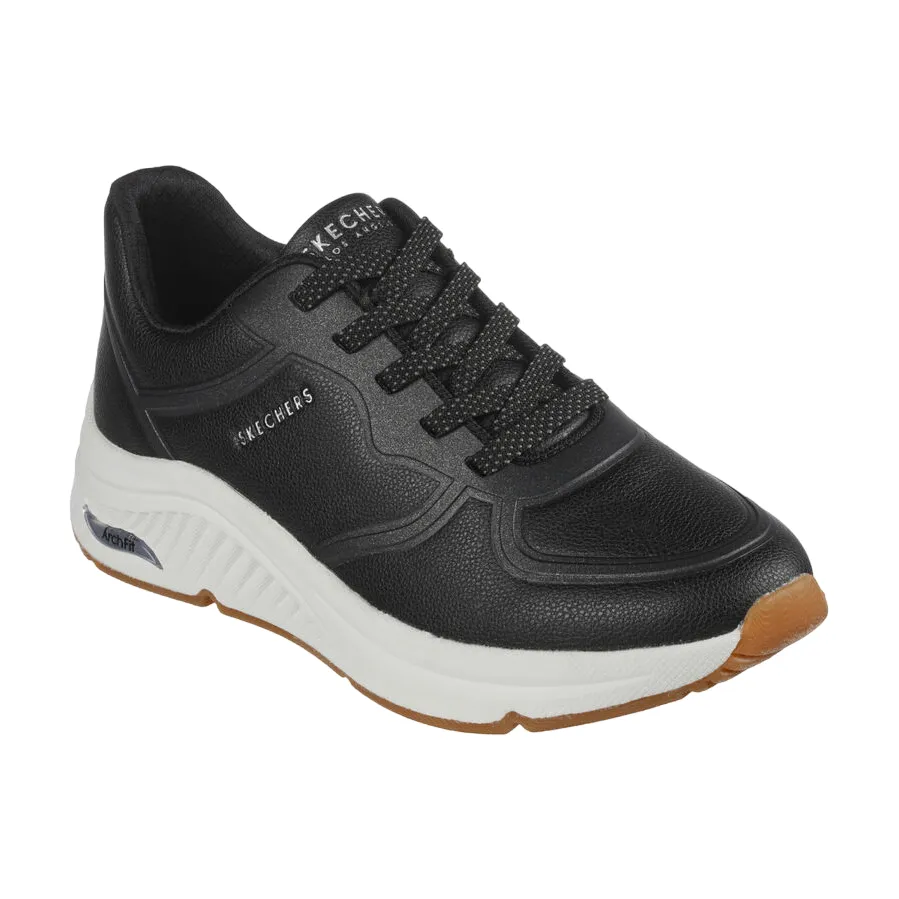 Skechers scarpa sneakers da donna Arch Fit S-Miles Mile Makers 155570/BLK nero Torsional Flexibility System