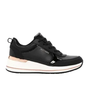 Skechers scarpa sneakers da donna Billion 2 Fine Shine 177345/BLK nero Enhanced Cushioning Easy   To   Clean