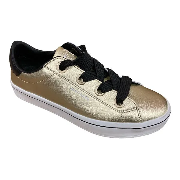 Skechers scarpa sneakers da donna Hi Lites Metallics Gold 957 GLD oro Tension Adjustment Laces Durable Traction Pattern