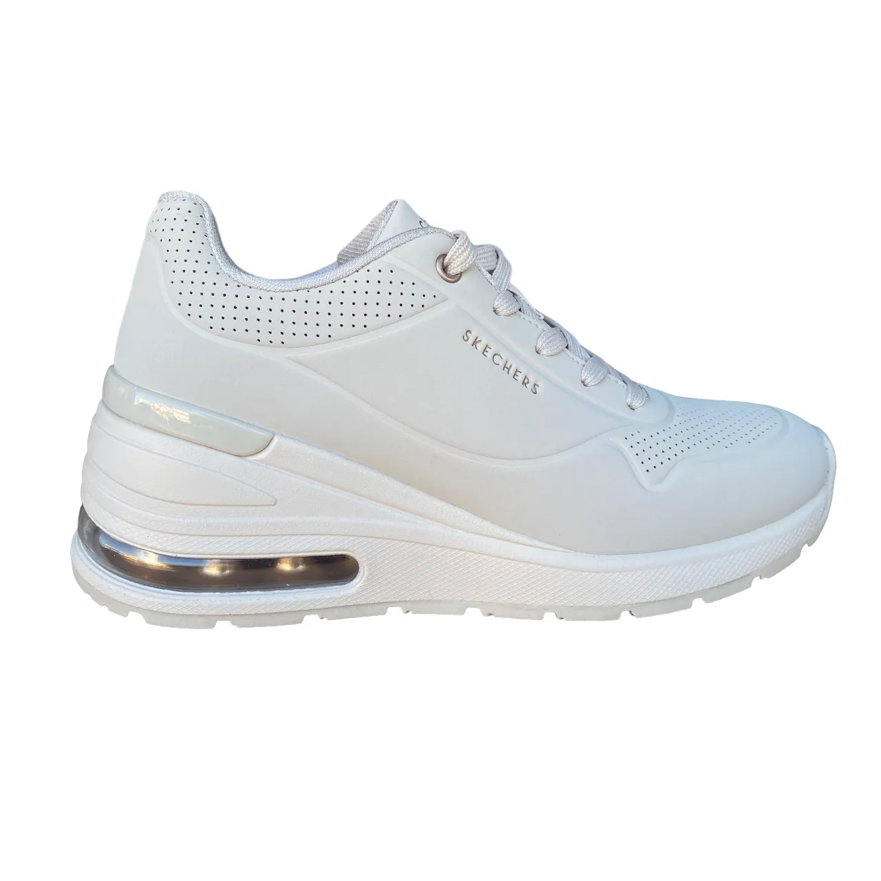 Skechers scarpa sneakers da donna Million Air Elevated 155401/OFWT bianco spento exercise Rough