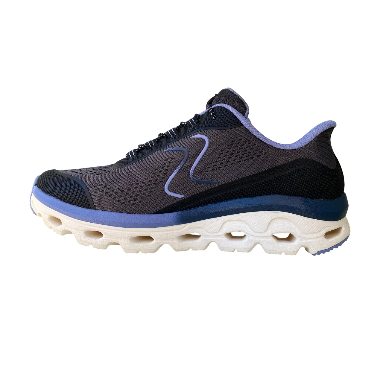 Skechers scarpa sneakers da donna Slip-Ins Glide-Step Sole 180272/BKBL nero-blu running with a fanny pack
