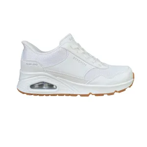 Lace Lock Technology step - in comfort Skechers scarpa sneakers da donna Slip-ins Uno Banksia 177117/WHT bianco