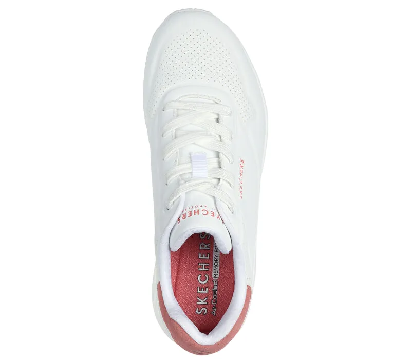 Skechers scarpa sneakers da donna Uno Pop Back 177092/WCRL bianco corallo Tensile Strength Webbing