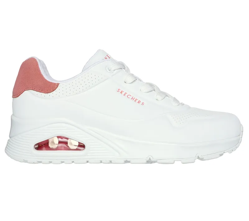 Skechers scarpa sneakers da donna Uno Pop Back 177092/WCRL bianco corallo cushioned shoe qualities Sunset Run