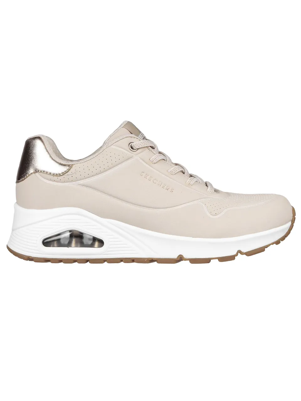 Skechers scarpa sneakers da donna Uno Shimmer Away 155196/NAT naturale velcro Torsion Response System
