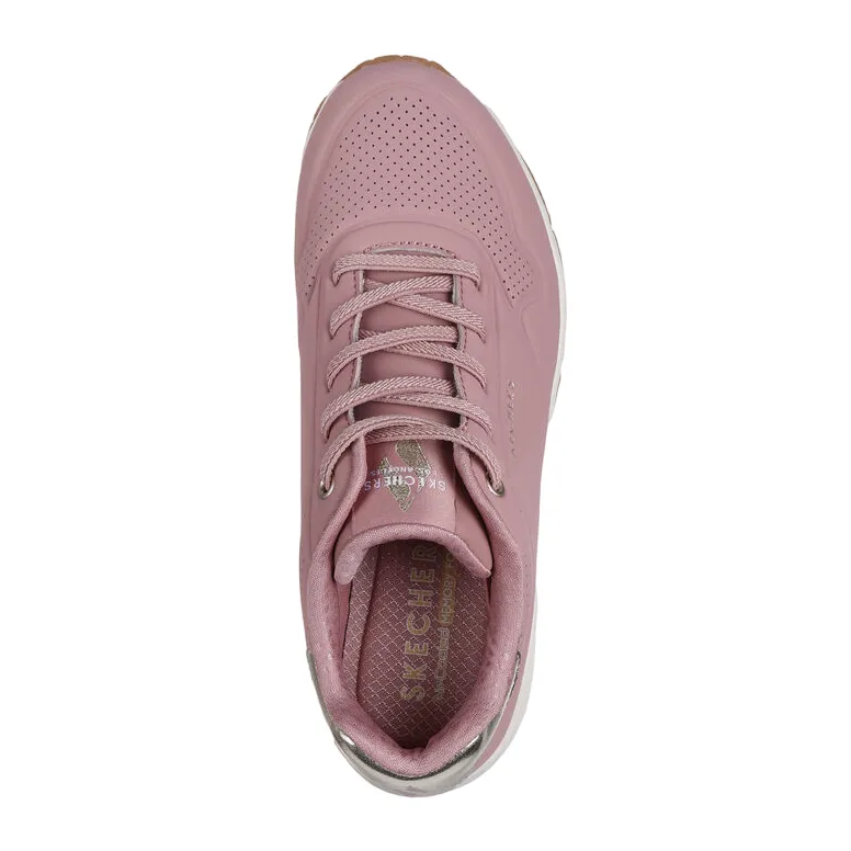 animal - themed running gear wind - resistant shoes Skechers scarpa sneakers da donna Uno Shimmer Away 155196/ROS rosa