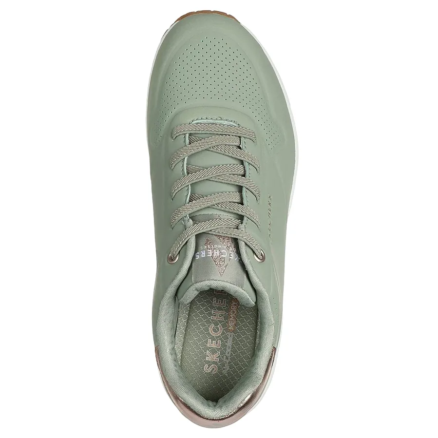 Dynamic Arch System monochrome - design shoes Skechers scarpa sneakers da donna Uno Shimmer Away 155196/SAGE salvia