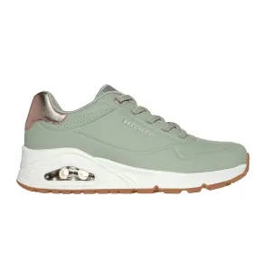 Non Marking Rubber Skechers scarpa sneakers da donna Uno Shimmer Away 155196/SAGE salvia