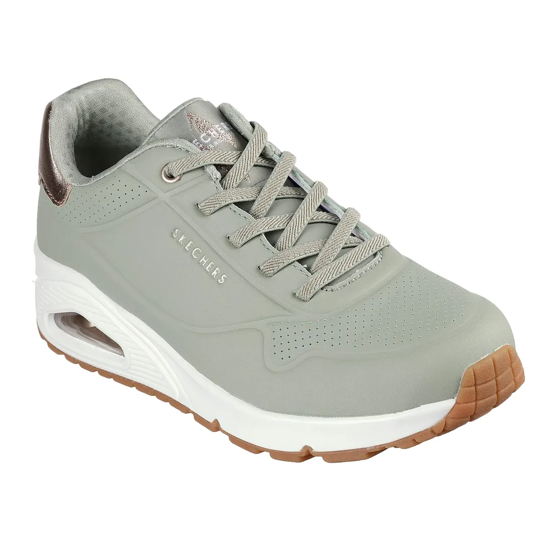 Skechers scarpa sneakers da donna Uno Shimmer Away 155196/SAGE salvia walkers Torsion Rigidity Chassis