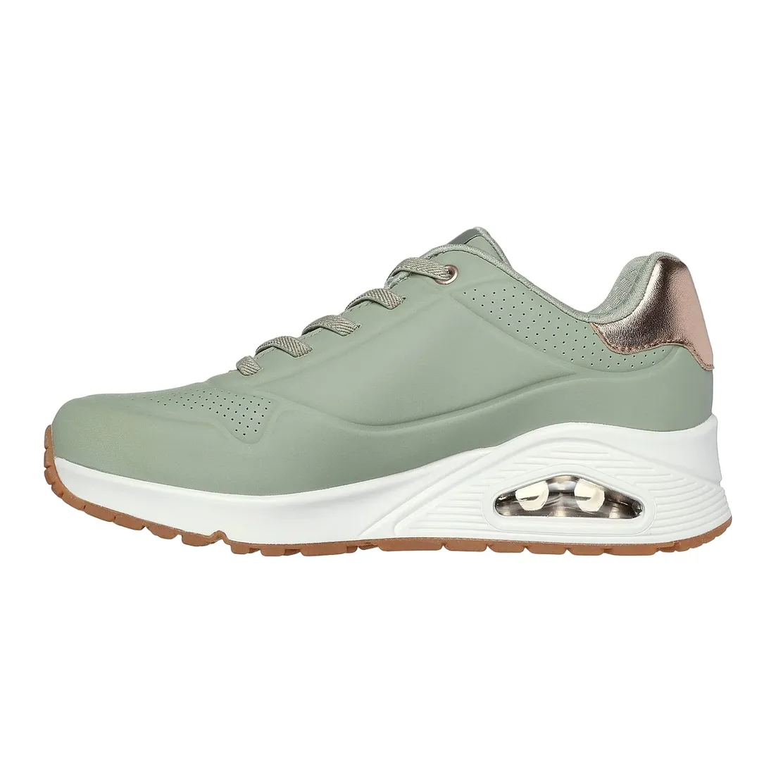 Reinforced Eyelets running for agility shoes Skechers scarpa sneakers da donna Uno Shimmer Away 155196/SAGE salvia