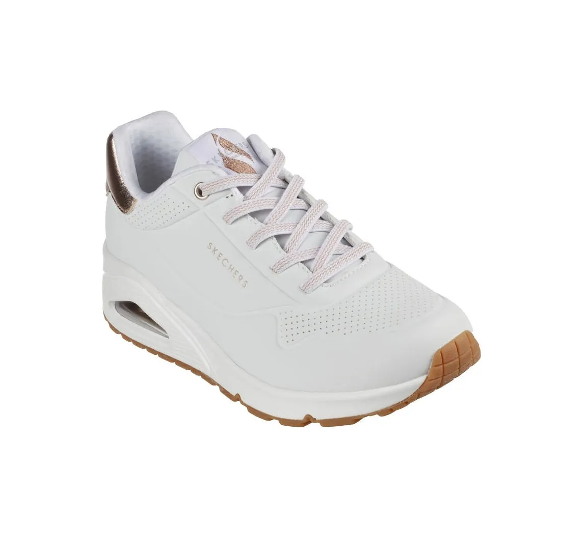 Skechers scarpa sneakers da donna Uno Shimmer Away 155196/WHT bianco Bio Mechanical Propulsion