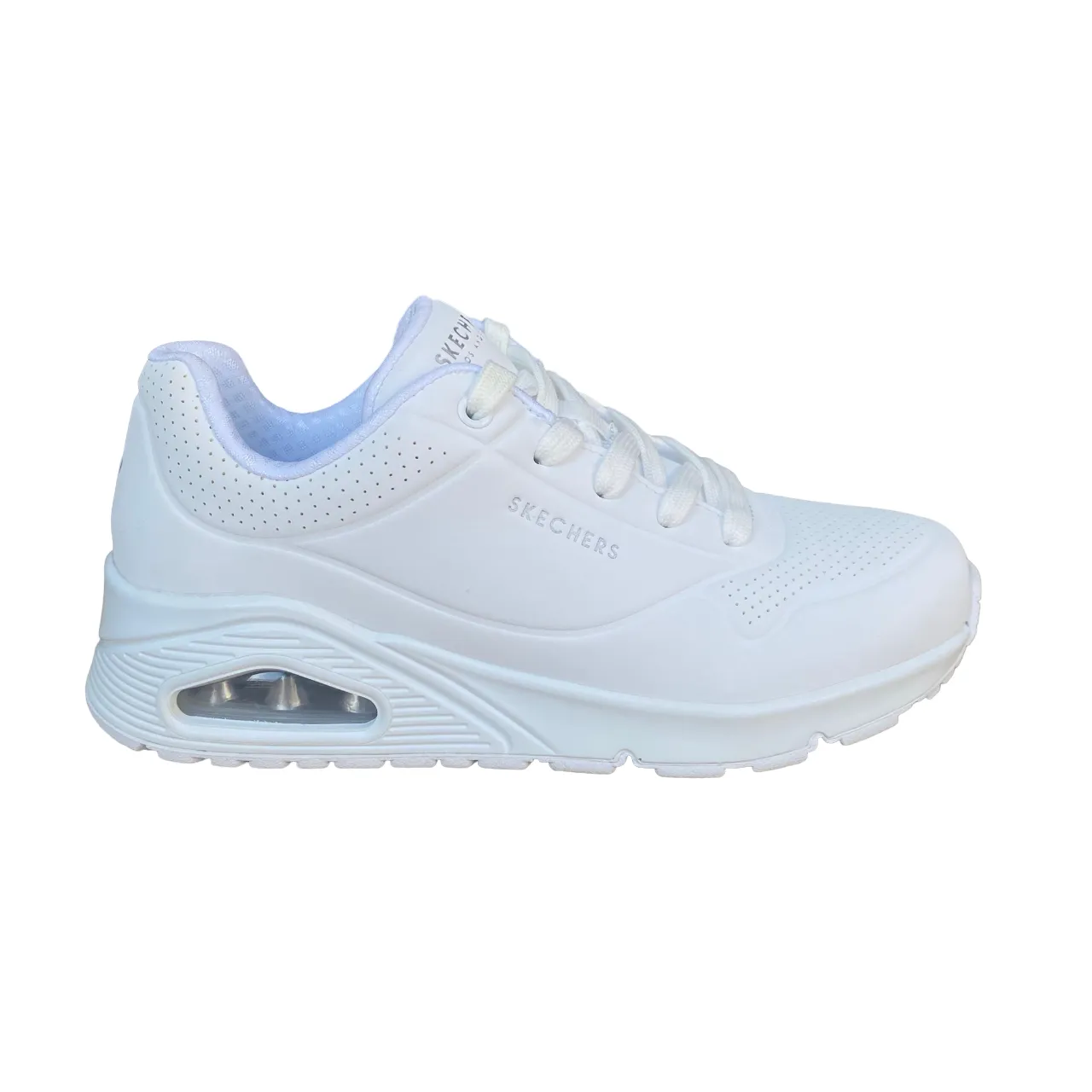Skechers scarpa sneakers da donna Uno Stand On Air 73690/W bianca Torsional Guidance System