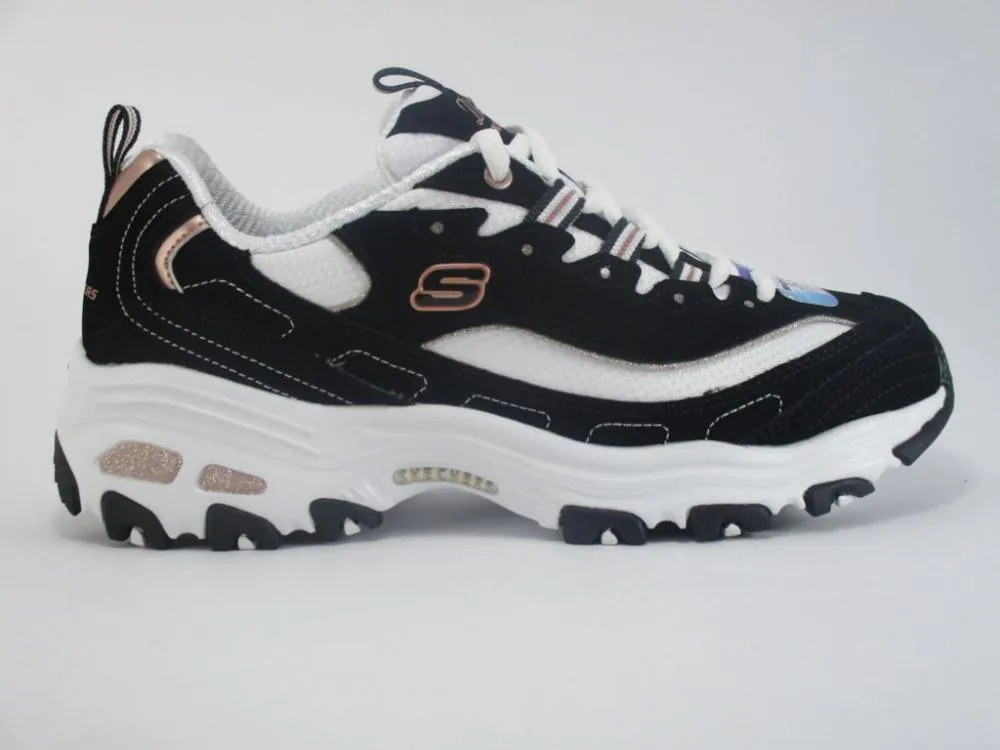 mood enhancement odor - resistant Skechers scarpa walking da donna D'Lites Devoted Fan 13154/BKRG black